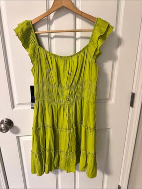 Trixxi Ruffle Mini Dress in Green Size XL NWT